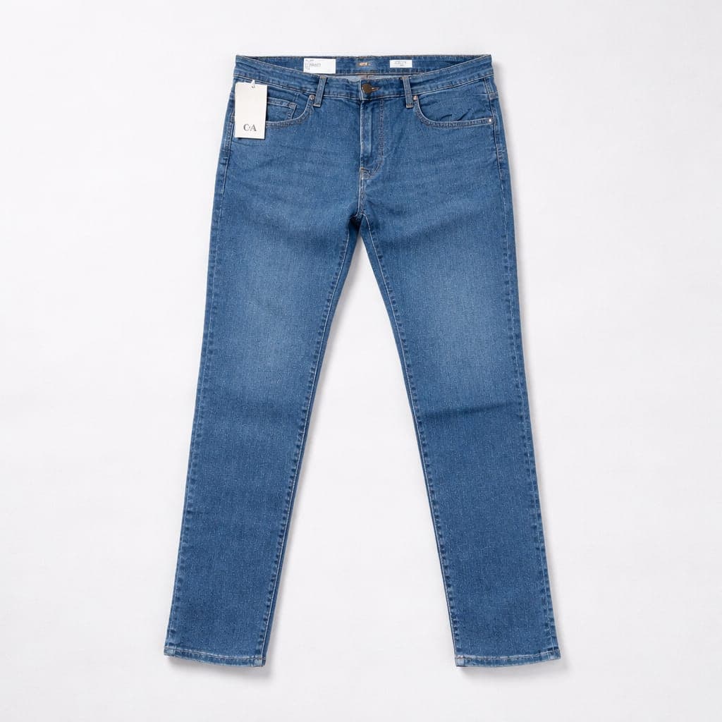 C&A Men’s Regular Fit Stretch Denim Jeans – Medium Blue Wash