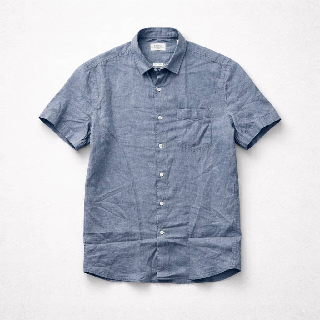 Celio Men’s Short Sleeve Linen Shirt – Light Grey