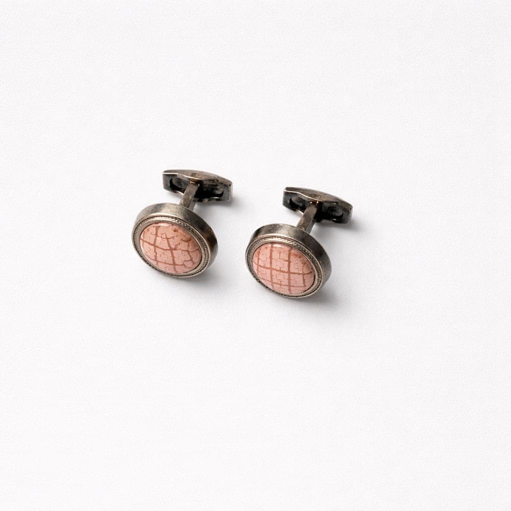 Classic Blush Pink Stone Cufflinks For Men – Antique Silver Finish