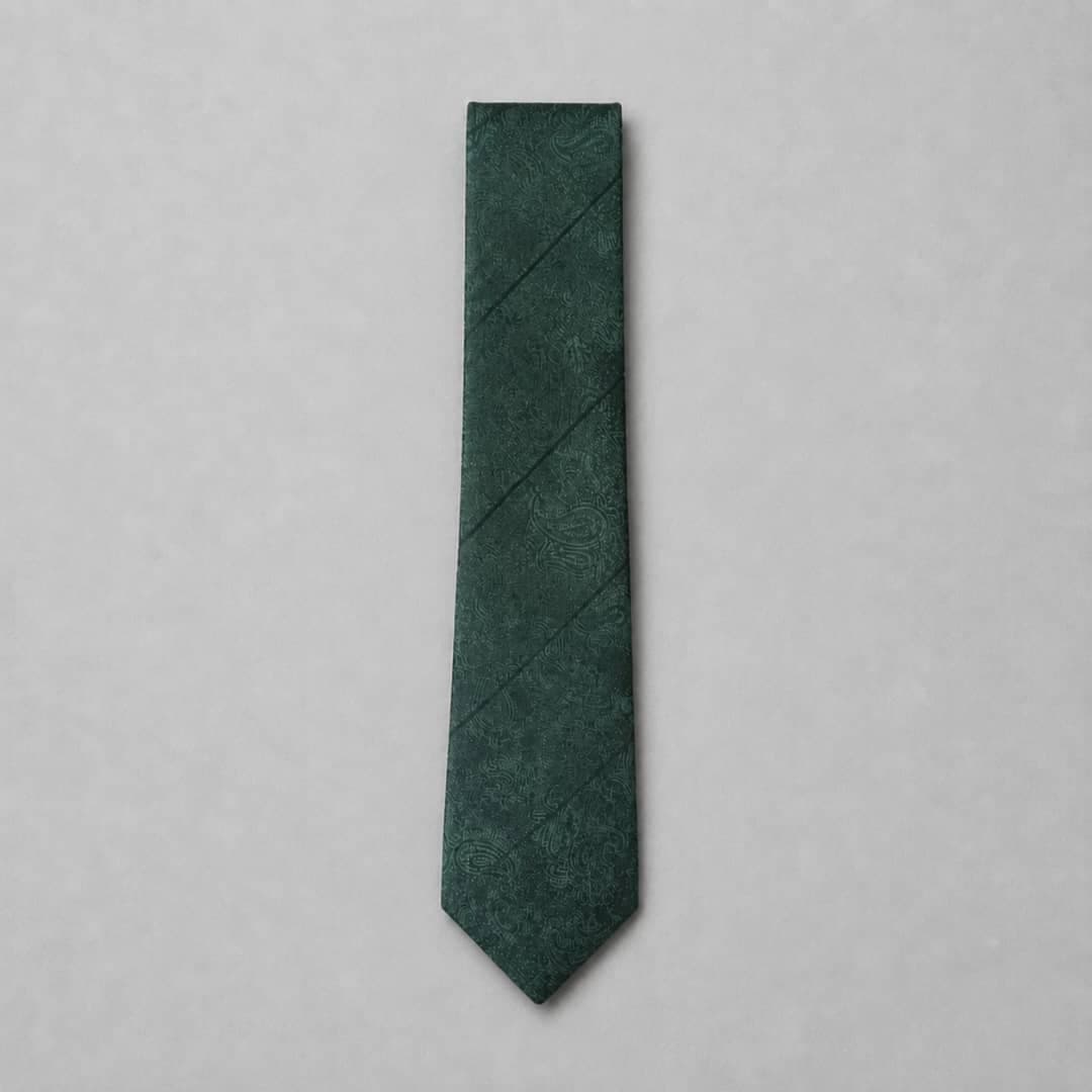 Courtiee Gimmy Men’s Paisley Jacquard Tie & Pocket Square Set – Emerald Green