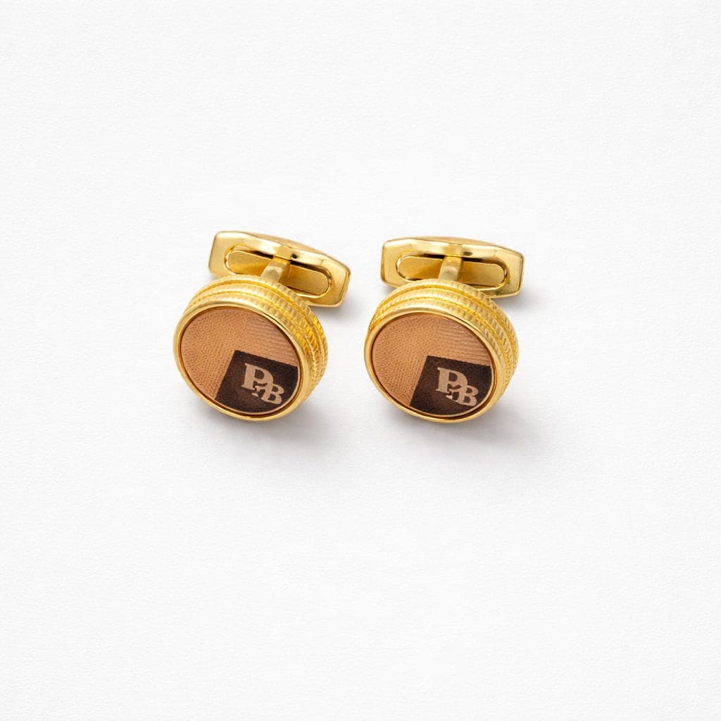 Dior Classic Gold Monogram Cufflinks For Men – Tan Brown Detail