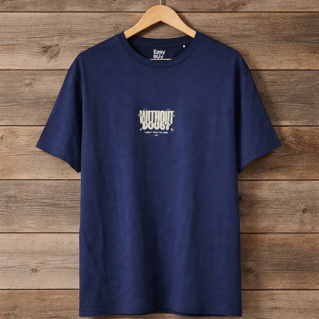 Easy Buy Men's Graphic Crew Neck T-Shirt – Navy Blue