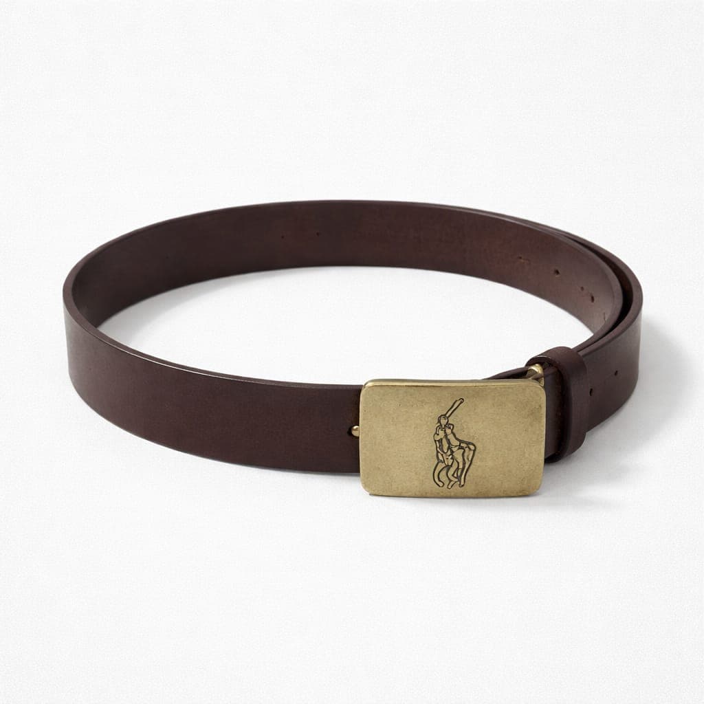 Engraved Classic Leather Buckle Belt For Men – Brown