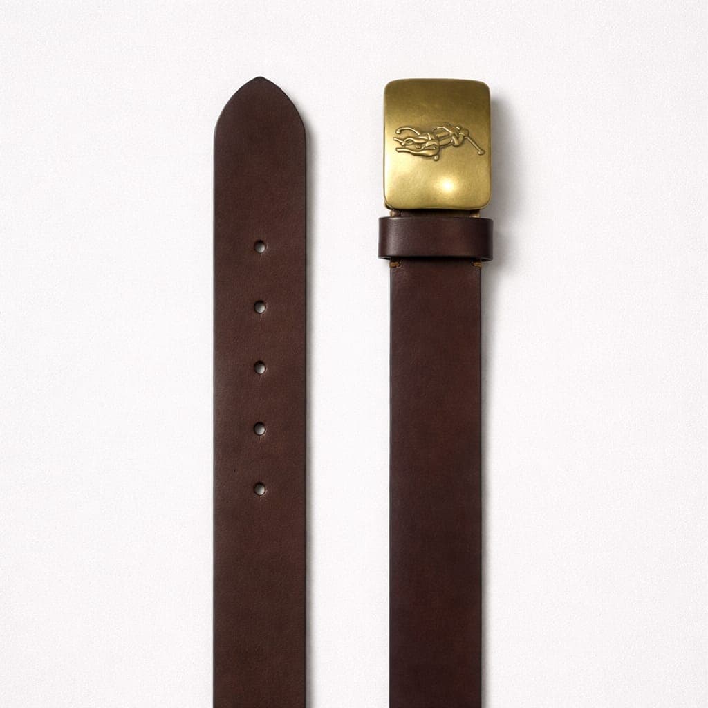Engraved Classic Leather Buckle Belt For Men – Brown