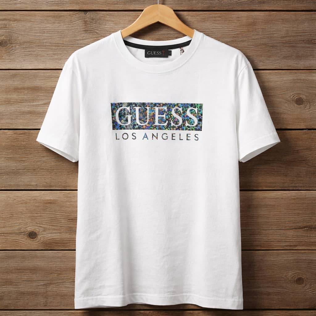 Guess Men's Mosaic Logo Crew Neck T-Shirt – White