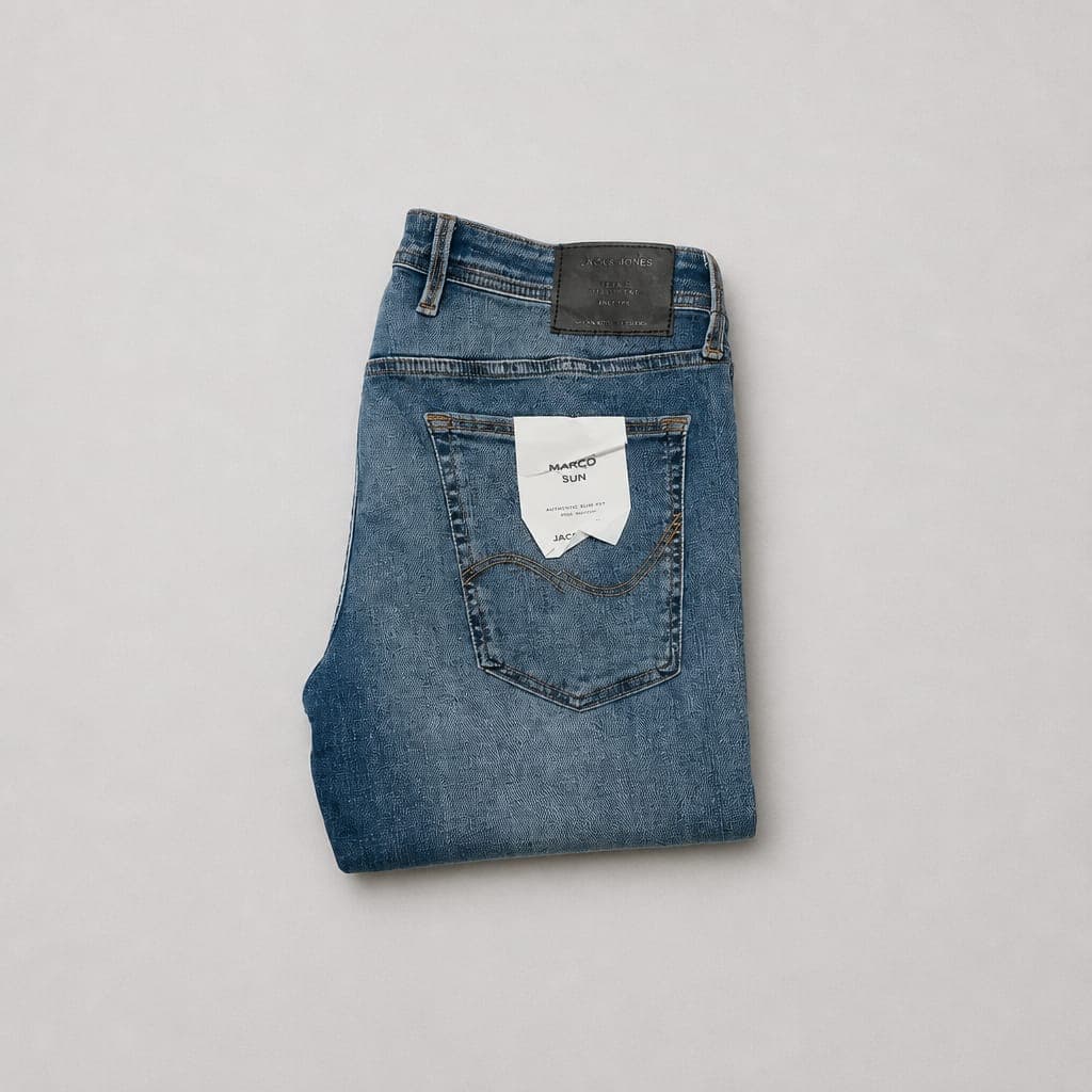 Jack & Jones Men's Straight Fit Stretch Jeans – Light Wash Blue