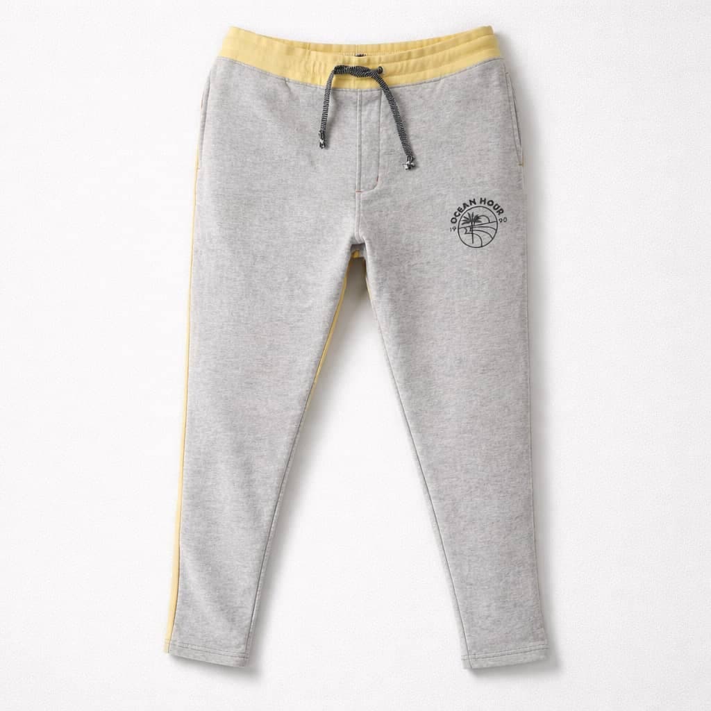 Jack & Jones Men's Two-Tone Color-Block Draw String Joggers – Grey/Mustard Yellow
