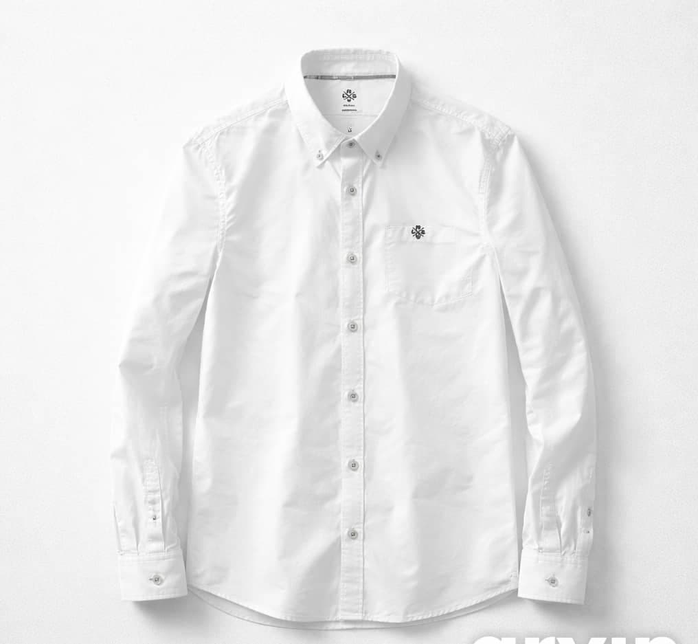 LRS Men's Essential Heritage Oxford Long Sleeve Shirt – White