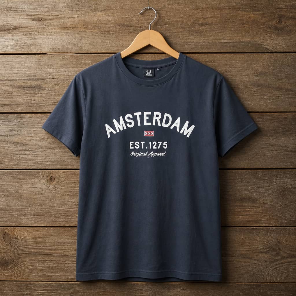 Men's Amsterdam Graphic Print Crew Neck T-Shirt – Navy Blue
