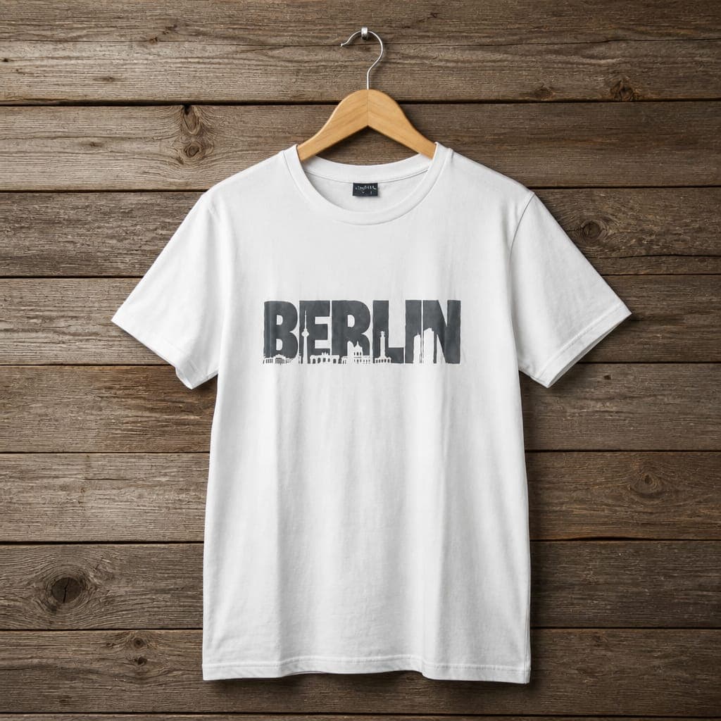 Men's Berlin Skyline Graphic Print Crew Neck T-Shirt – White