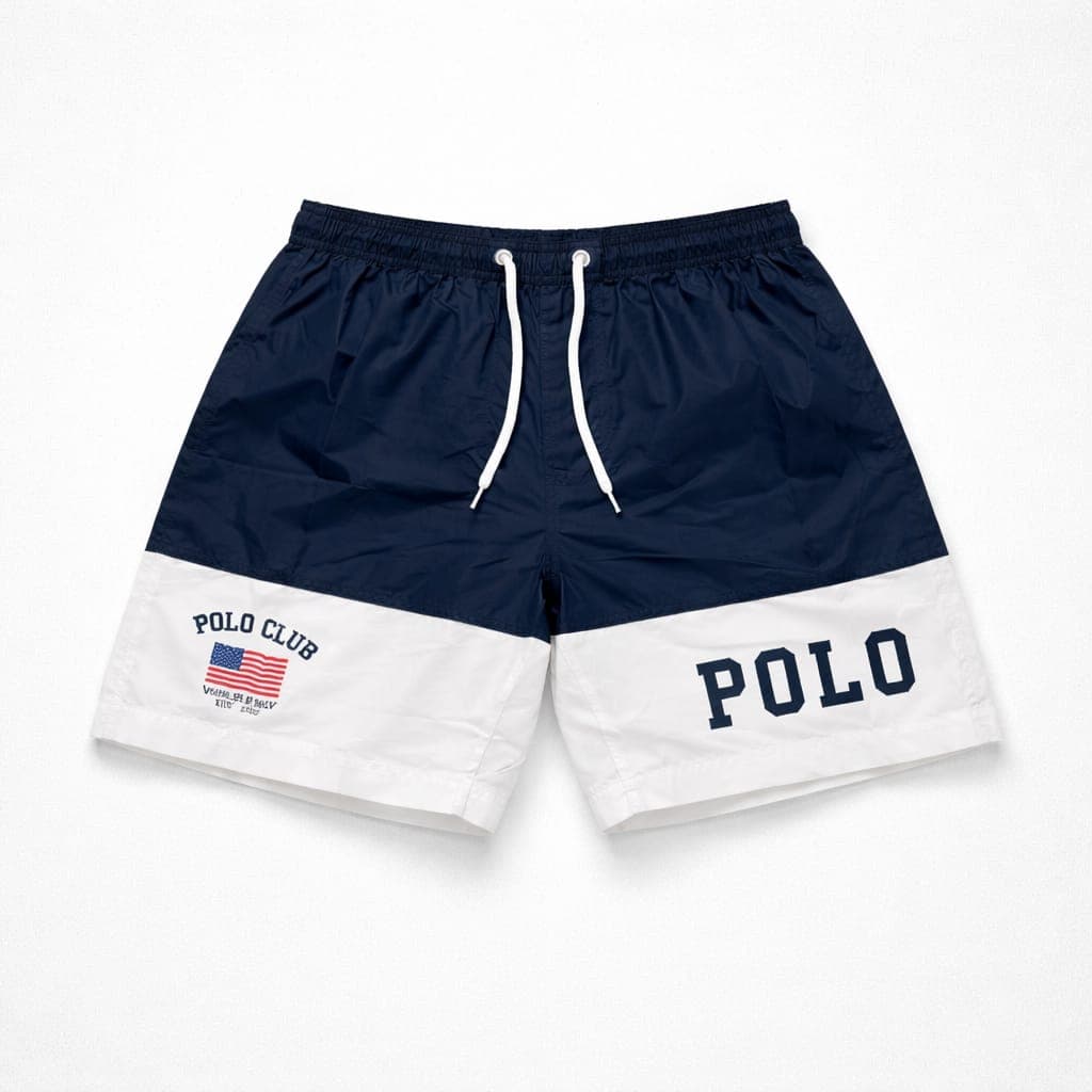 Polo Club Men's Classic Drawstring Sport Short – Navy Blue/White