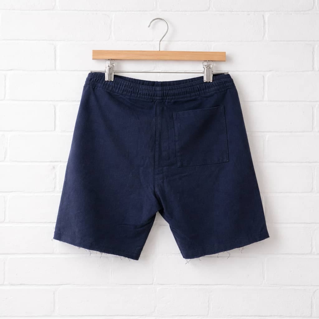 Men's Classic Contrast Panel Drawstring Rugged Jogger Shorts – Navy Blue / Ash