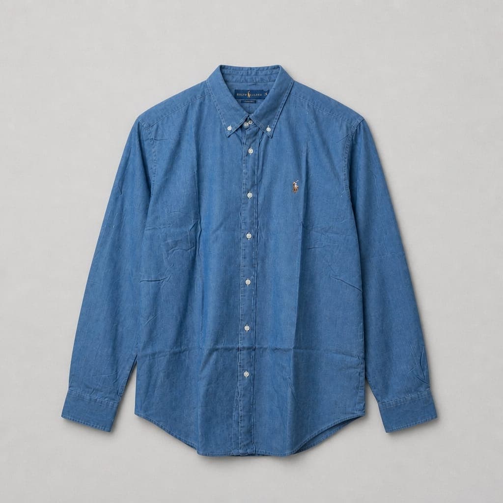 Men's Classic Denim Button-Down Long Sleeve Shirt – Blue