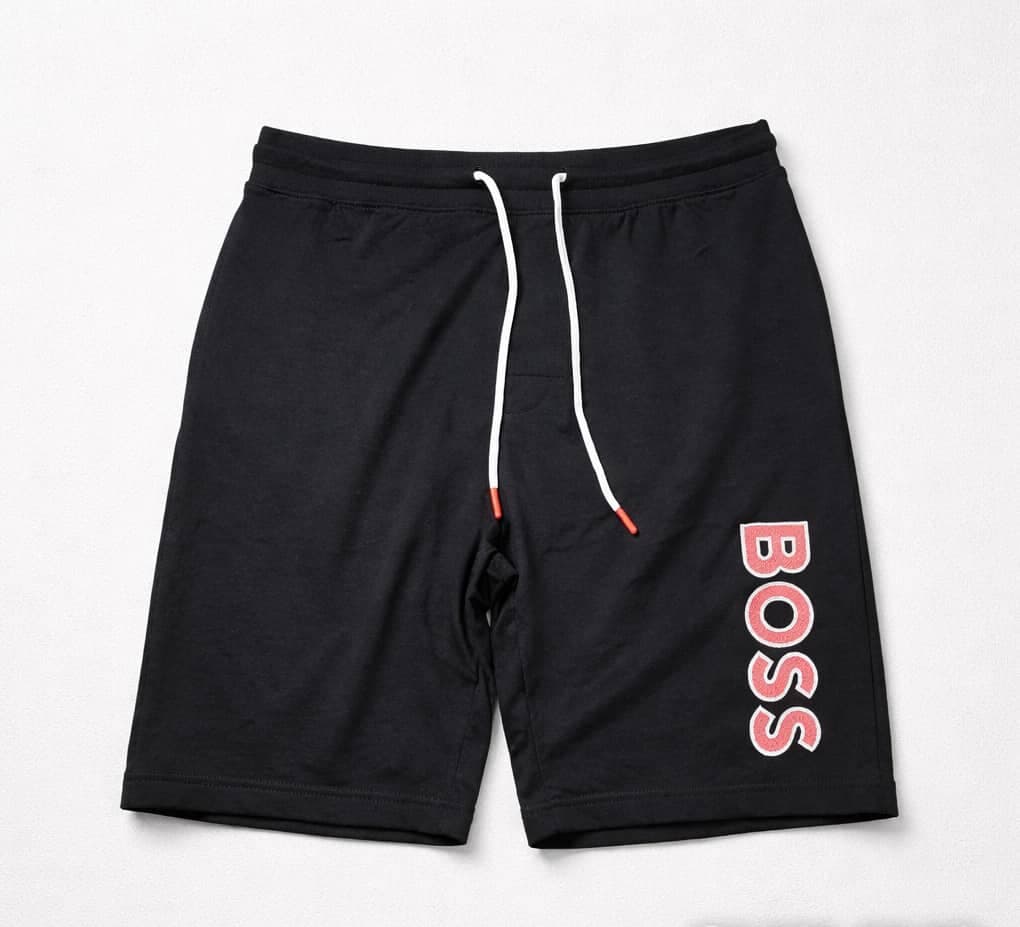Men's Classic Drawstring Embroidered Sweat Jogger Shorts – Black