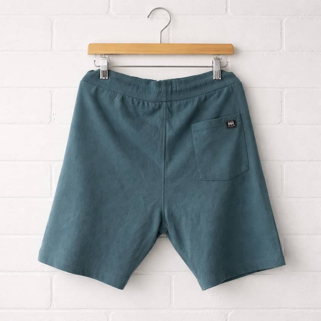 Men's Classic Graphic Panel Draw String Jogger Shorts – Teal Green