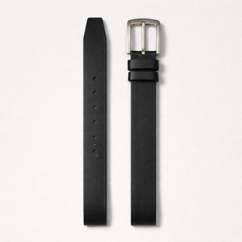 Men's Classic Leather Formal Buckle Belt – Black