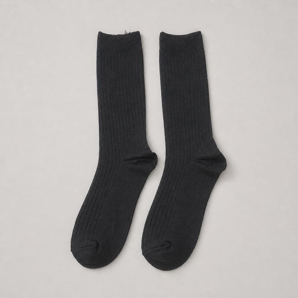Men’s Classic Ribbed Crew Socks – Black