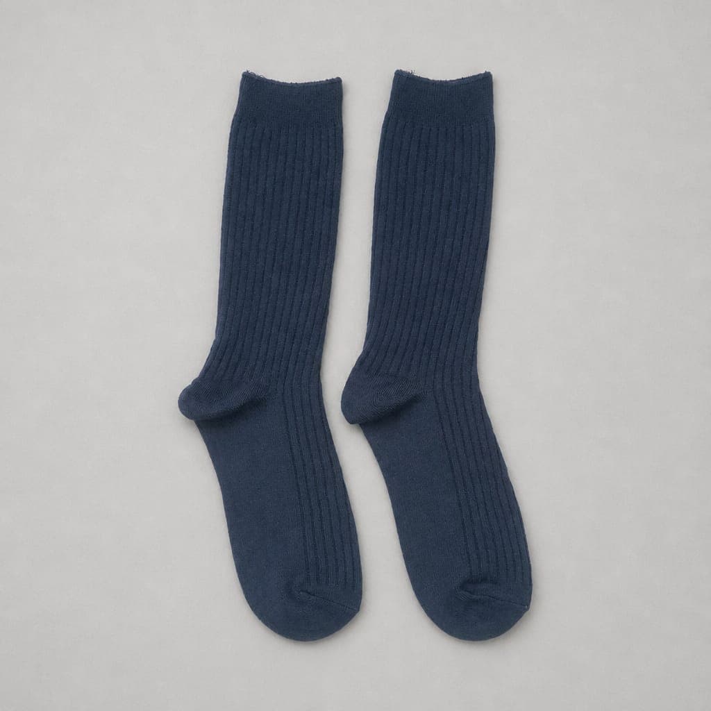Men’s Classic Ribbed Crew Socks – Navy Blue