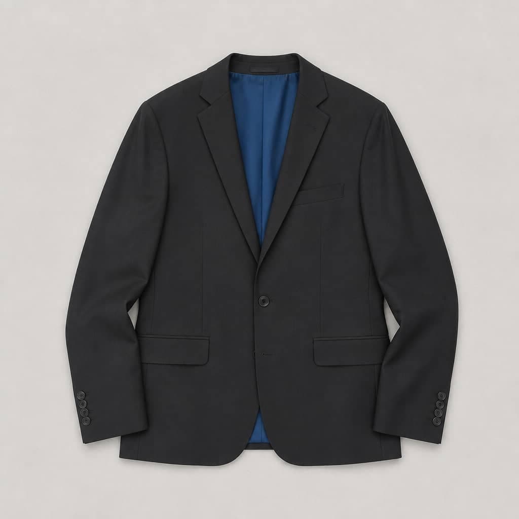Men’s Italian Single Buttoned Double-Vent Blazer – Charcoal Black