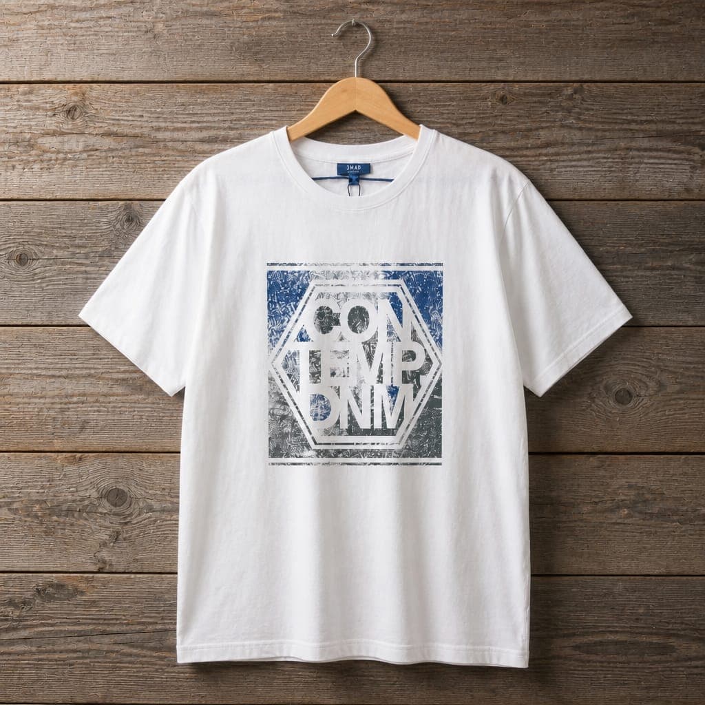 Men's Contemporary Graphic Print Crew Neck T-Shirt – White