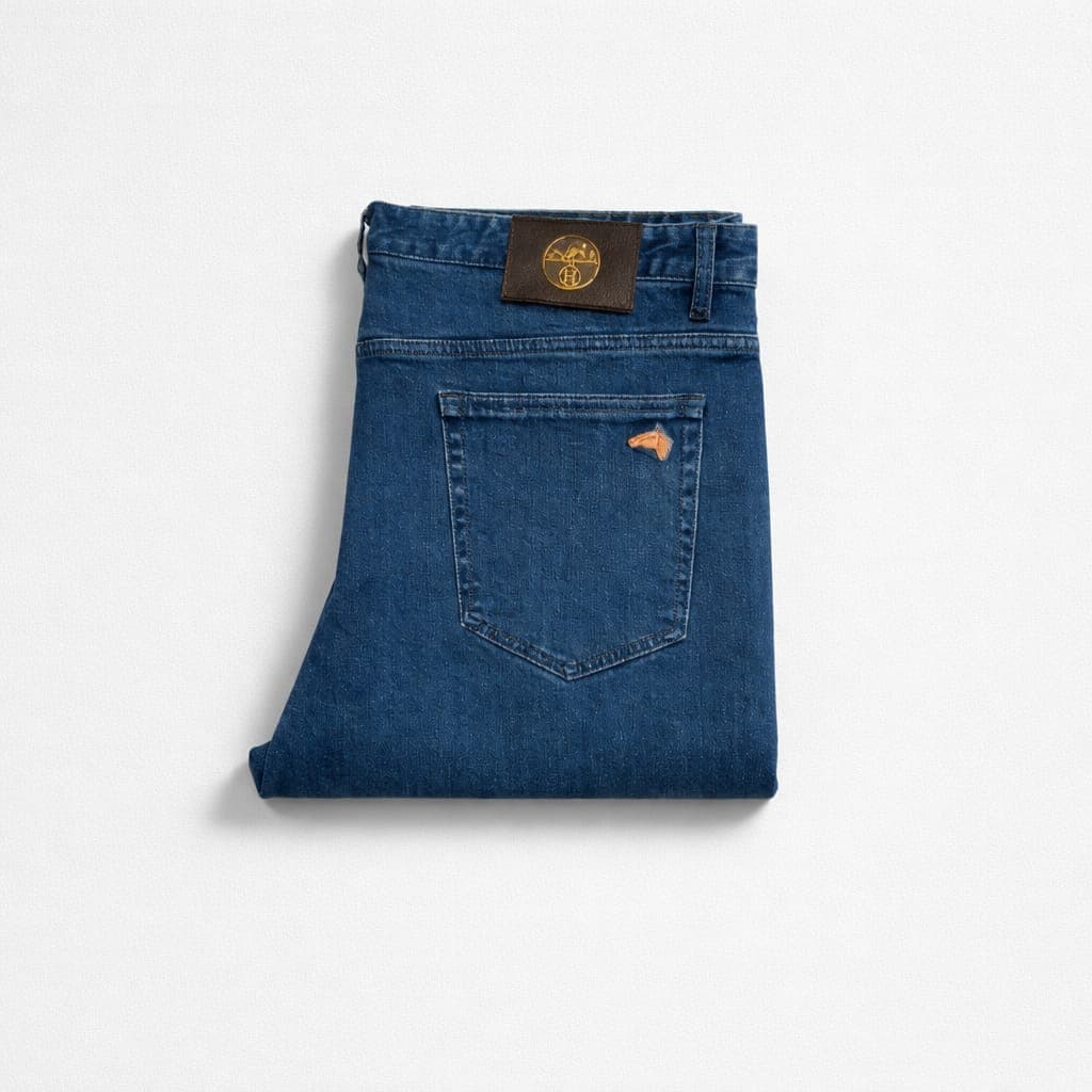 Men's Designer Denim Jean – Mid Blue Wash