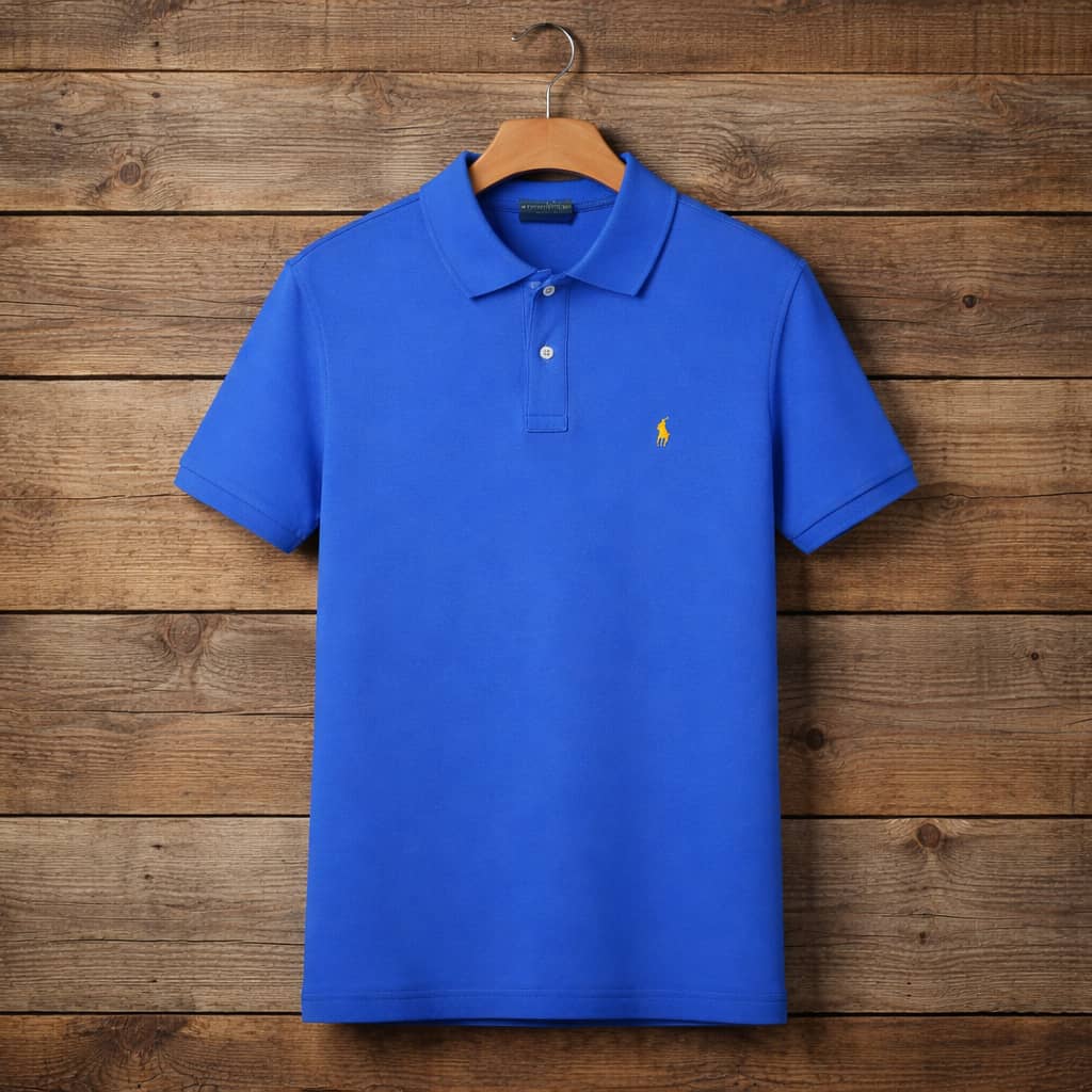 Men's Pique Embroidered Short Sleeve Polo Shirt – Royal Blue