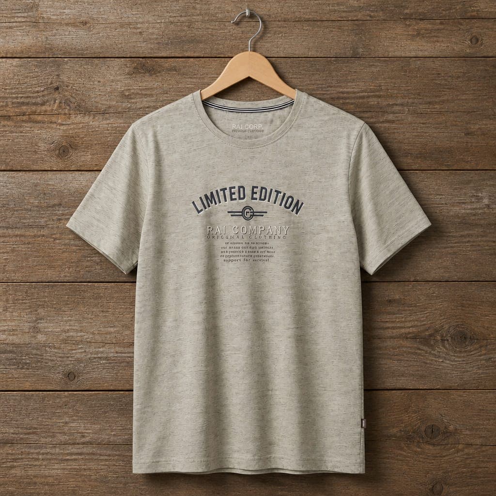 Men's Graphic Crew Neck T-Shirt – Light Heather Beige