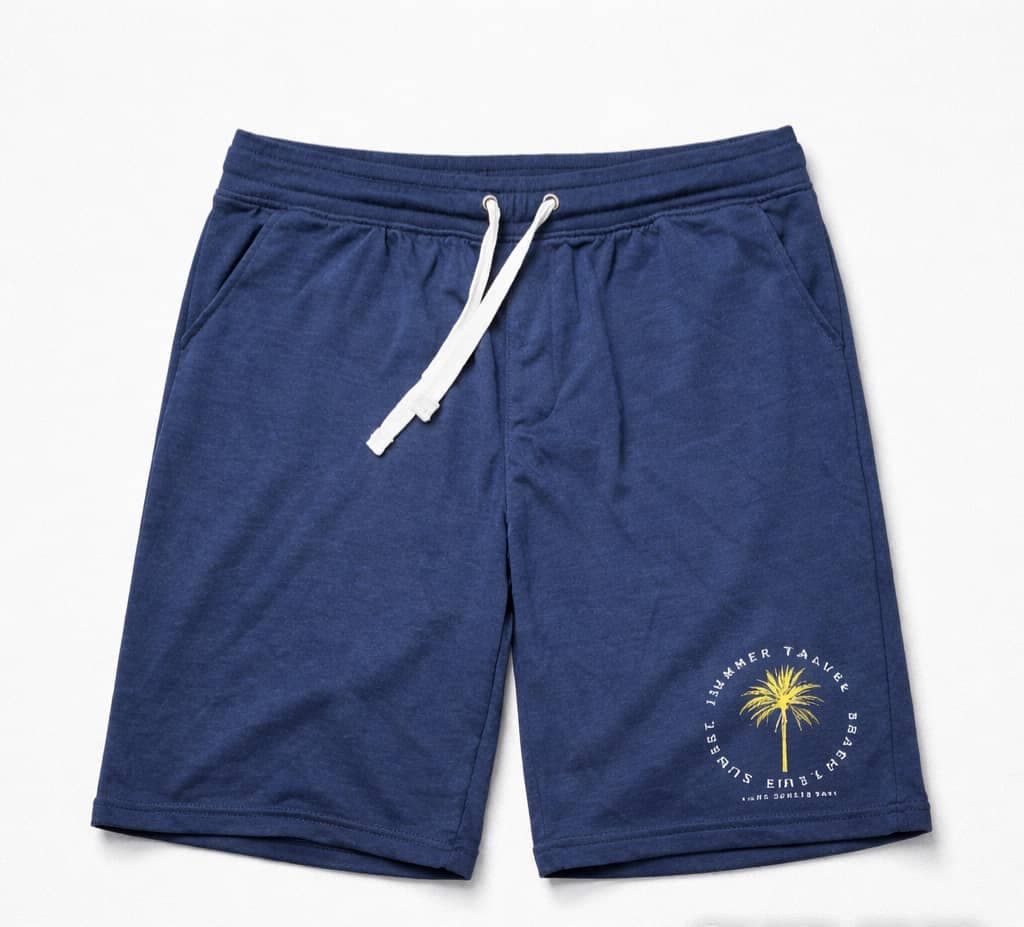 Men's Graphic Print Drawstring Sweat Jogger Short – Navy Blue