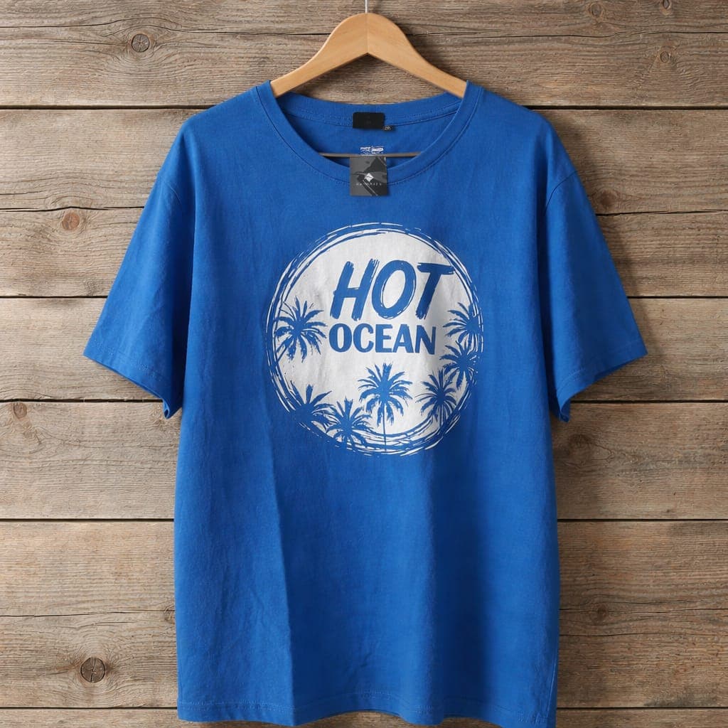 Men's "Hot Ocean" Tropical Graphic Crew Neck T-Shirt – Royal Blue