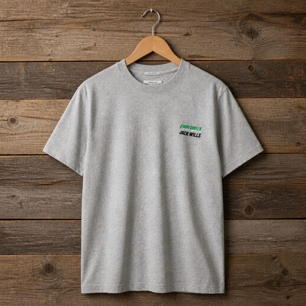 Men's Jack Wills Logo Graphic Crew Neck T-Shirt – Light Heather Grey