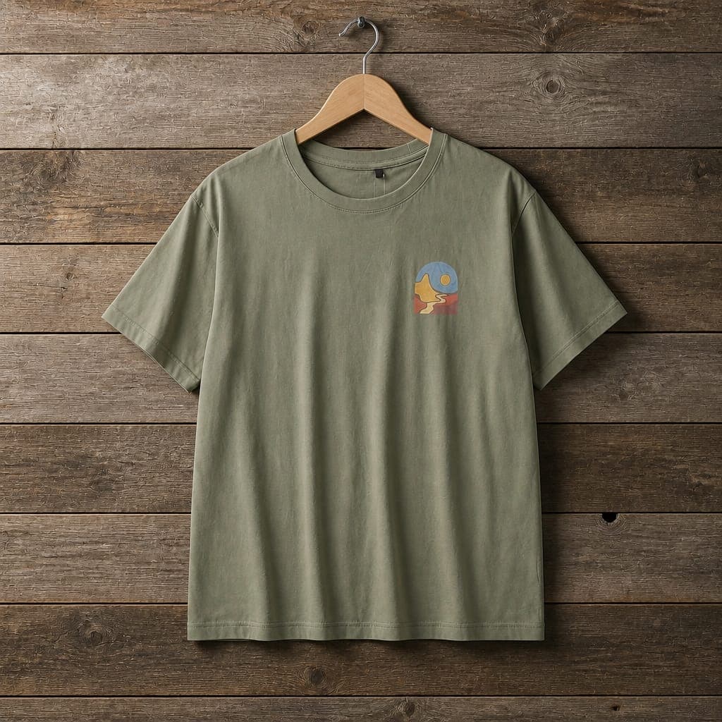 Men's "Journey" Landscape Graphic Front & Back Crew Neck T-Shirt – Olive Green