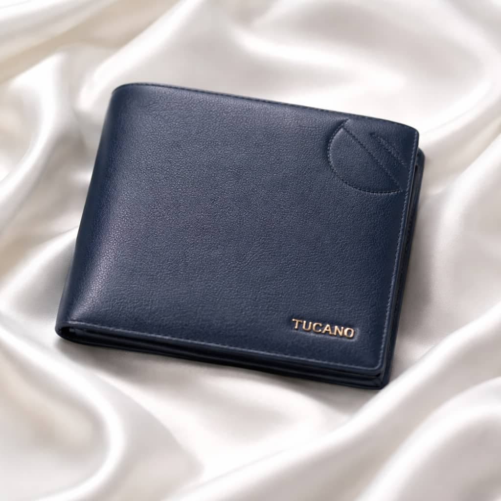 Men's Leather Bi-fold/Slim Wallet – Blue