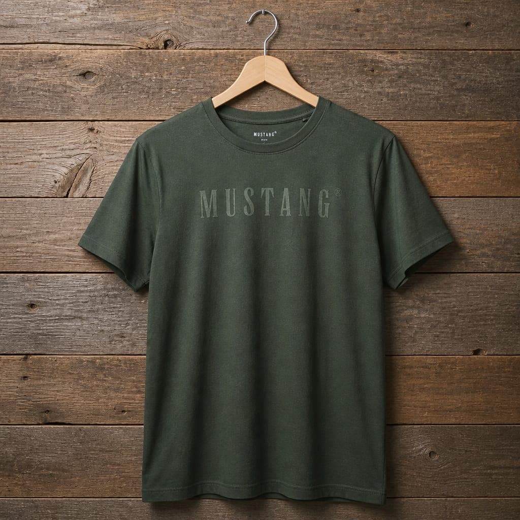 Men’s Mustang Minimal Logo T-Shirt – Olive Green