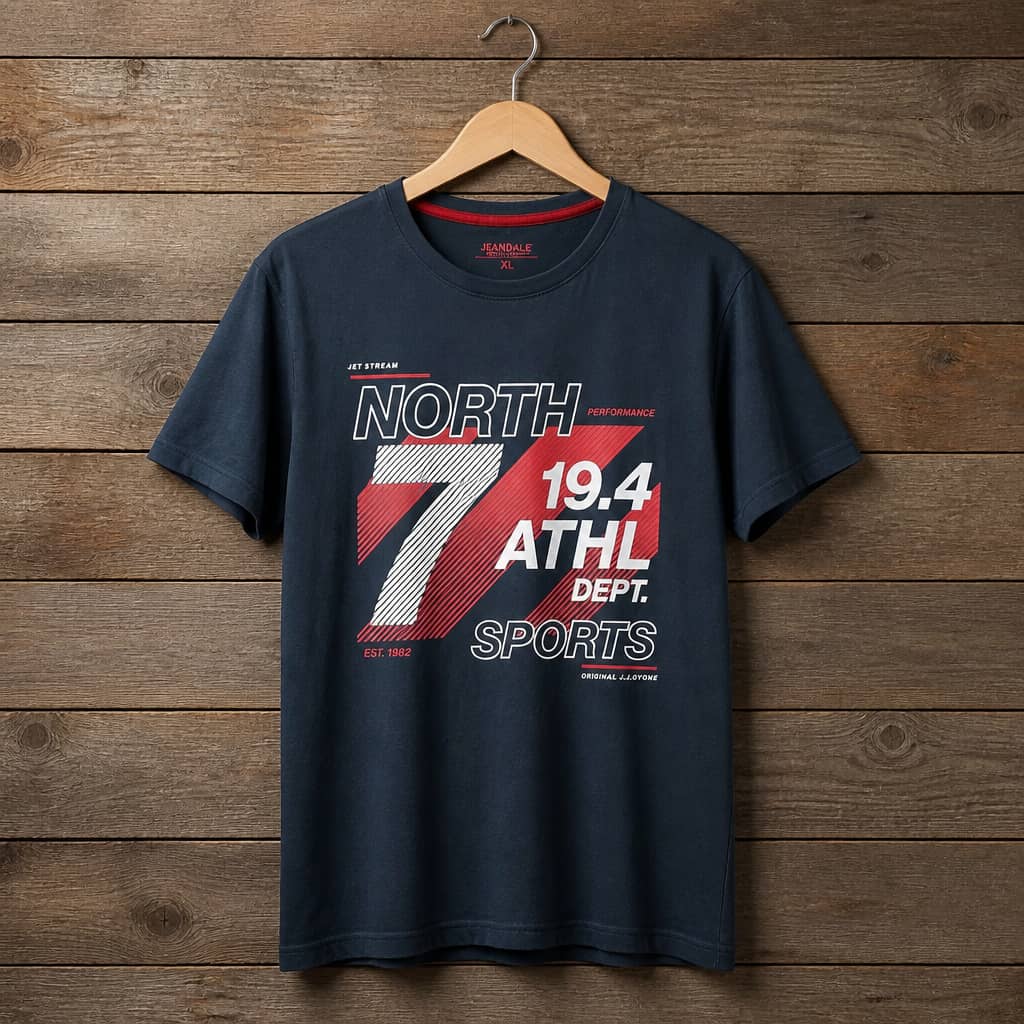 Men's North Athletics Graphic Print Crew Neck T-Shirt – Navy Blue