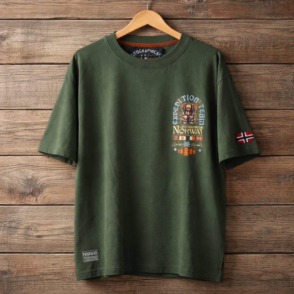 Men's Norway Expedition Graphic Short Sleeve Crew Neck T-Shirt – Olive Green