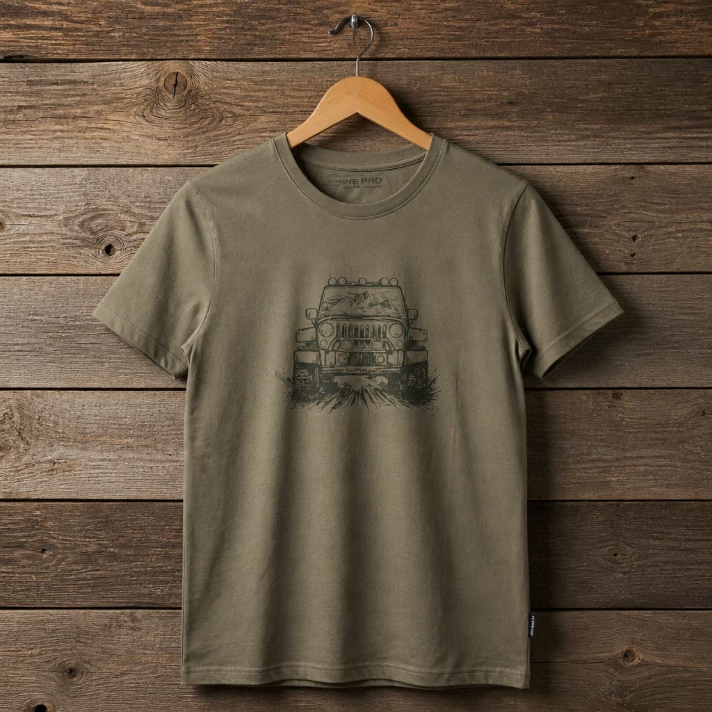 Men’s Off-Road Jeep Graphic Rugged Adventure Crew Neck T-Shirt – Olive Khaki