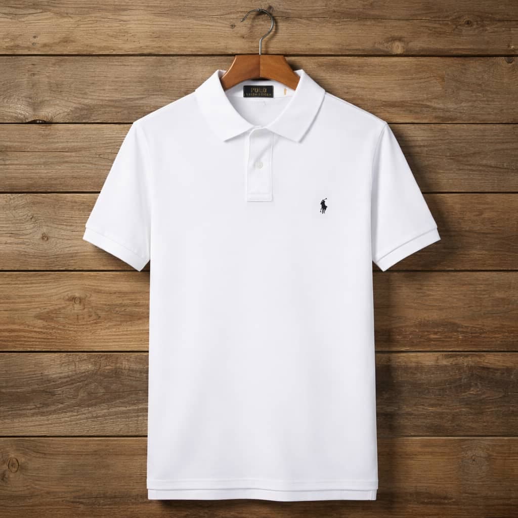 Men's Pique Embroidered Short Sleeve Polo Shirt – White