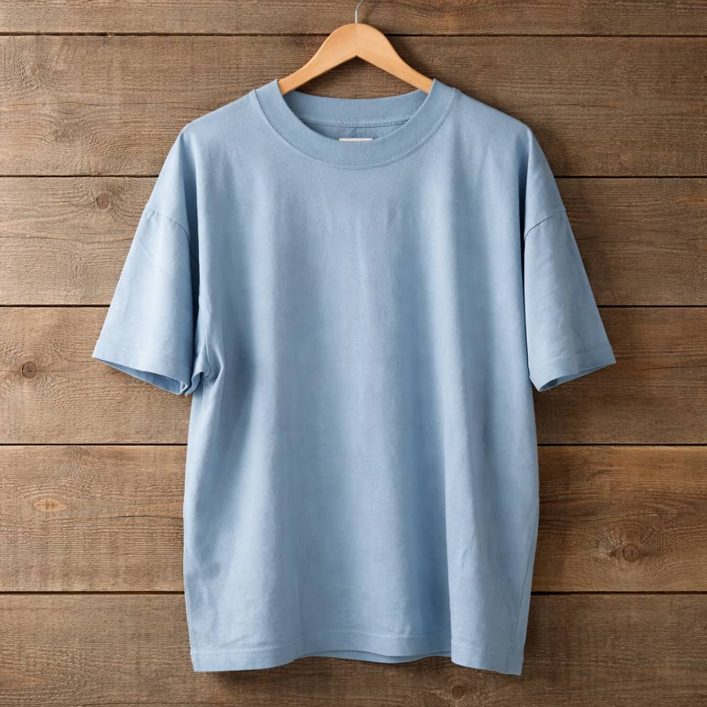 Men's Plain Ribbed Crew Neck T-Shirt – Sky Blue