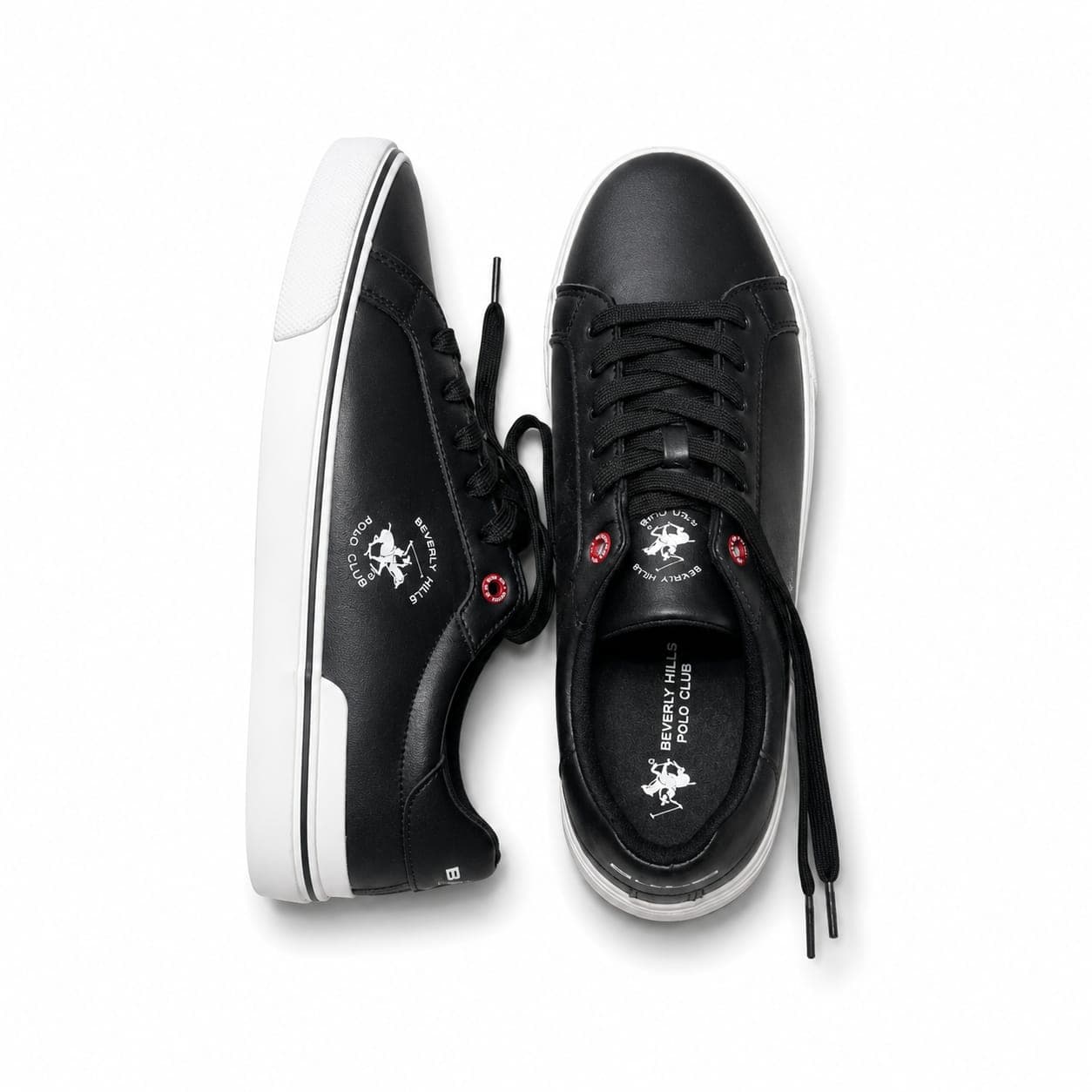 Polo Club Men’s Low-Top Lace-Up Contrast Sneakers – Black