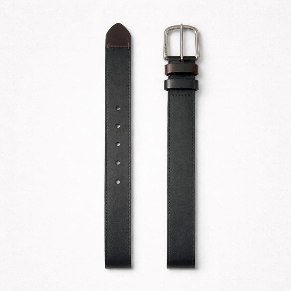 Men's Premium Contrast Keeper Loop Buckle Belt – Black