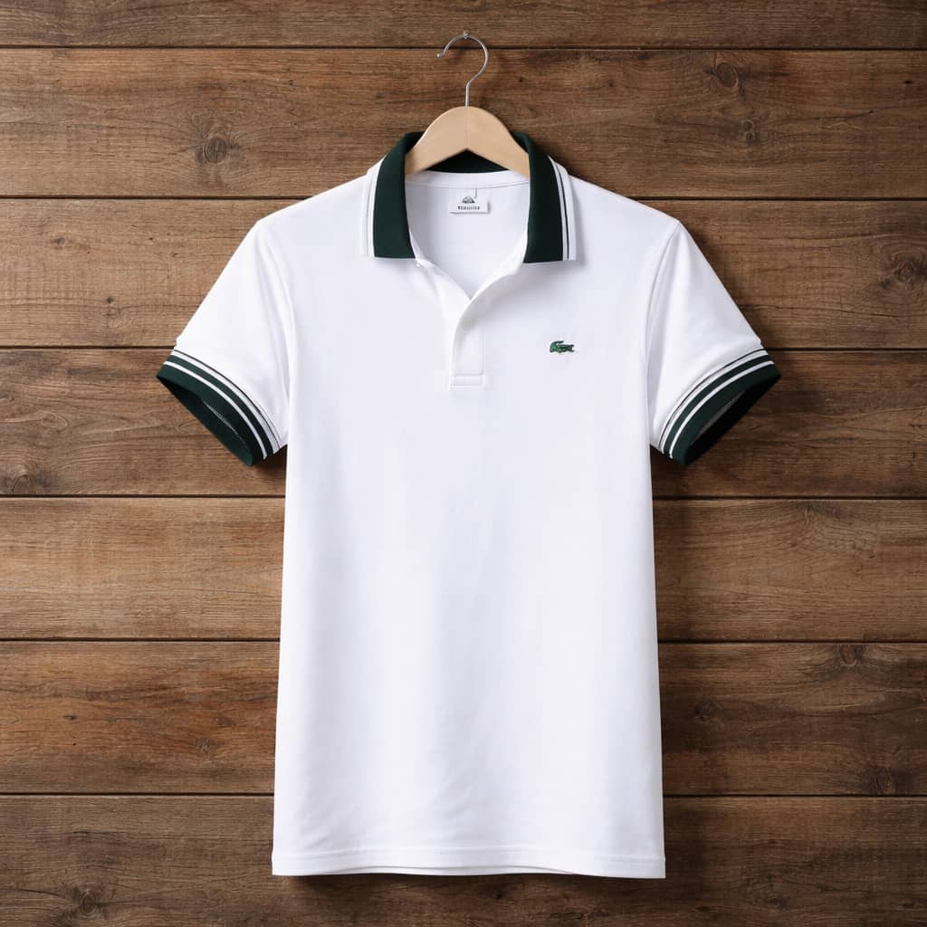 Men's Premium Crisp Tipped Polo Shirt – White/Dark Green
