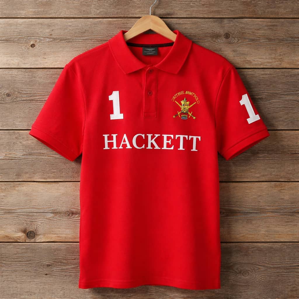 Men's Premium Embroidered Crested Polo Shirt – Red