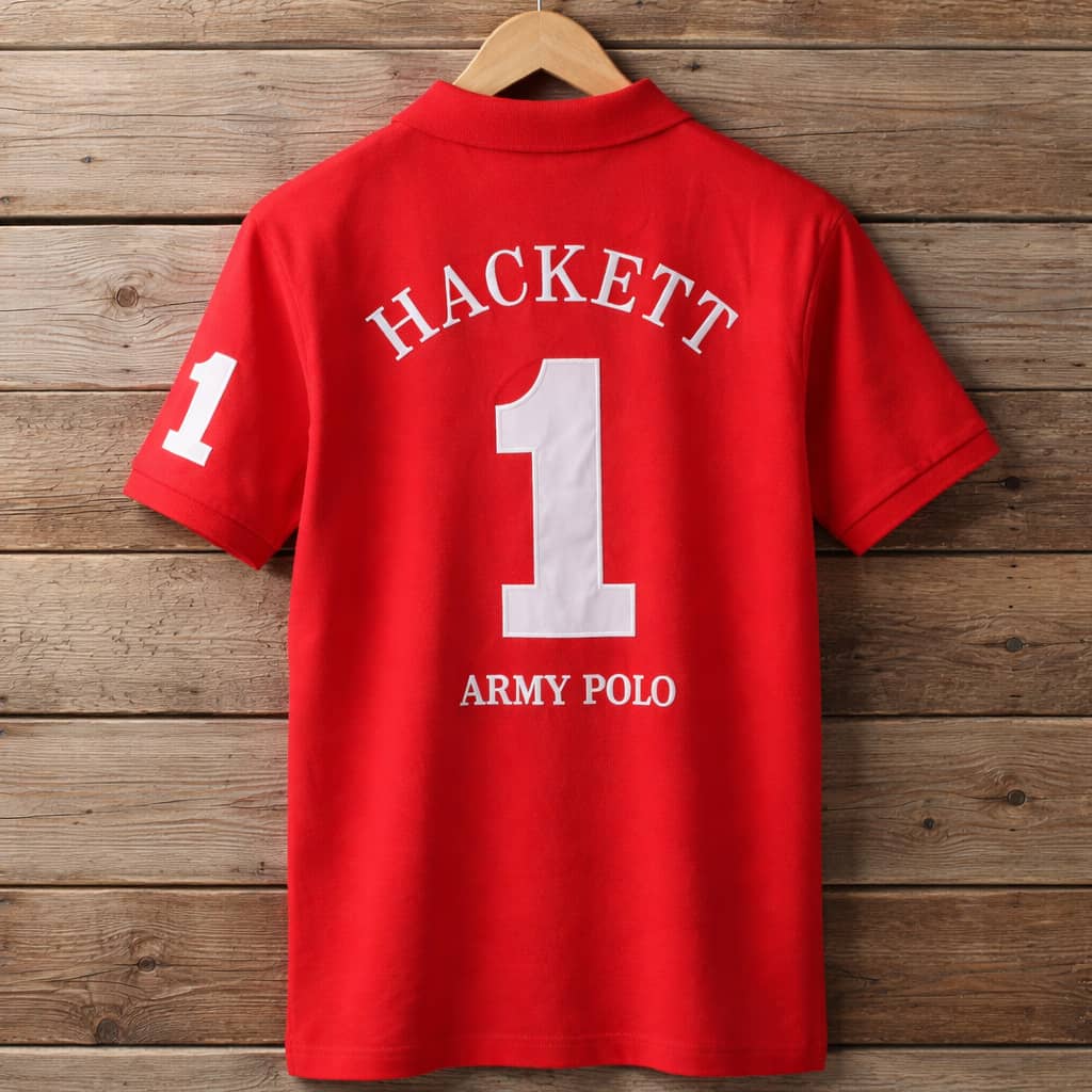 Men's Premium Embroidered Crested Polo Shirt – Red