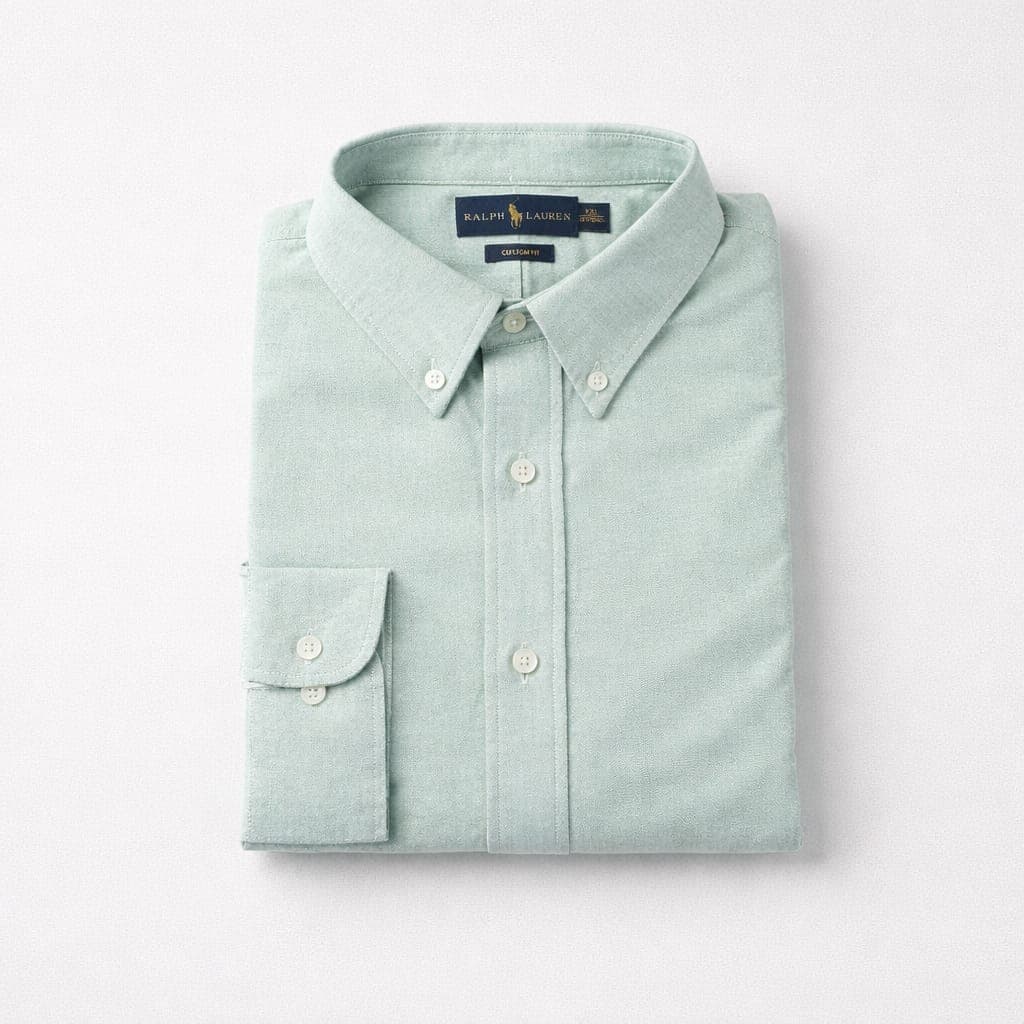 Men’s Premium Oxford Embroidered Long Sleeve – Light Mint Green