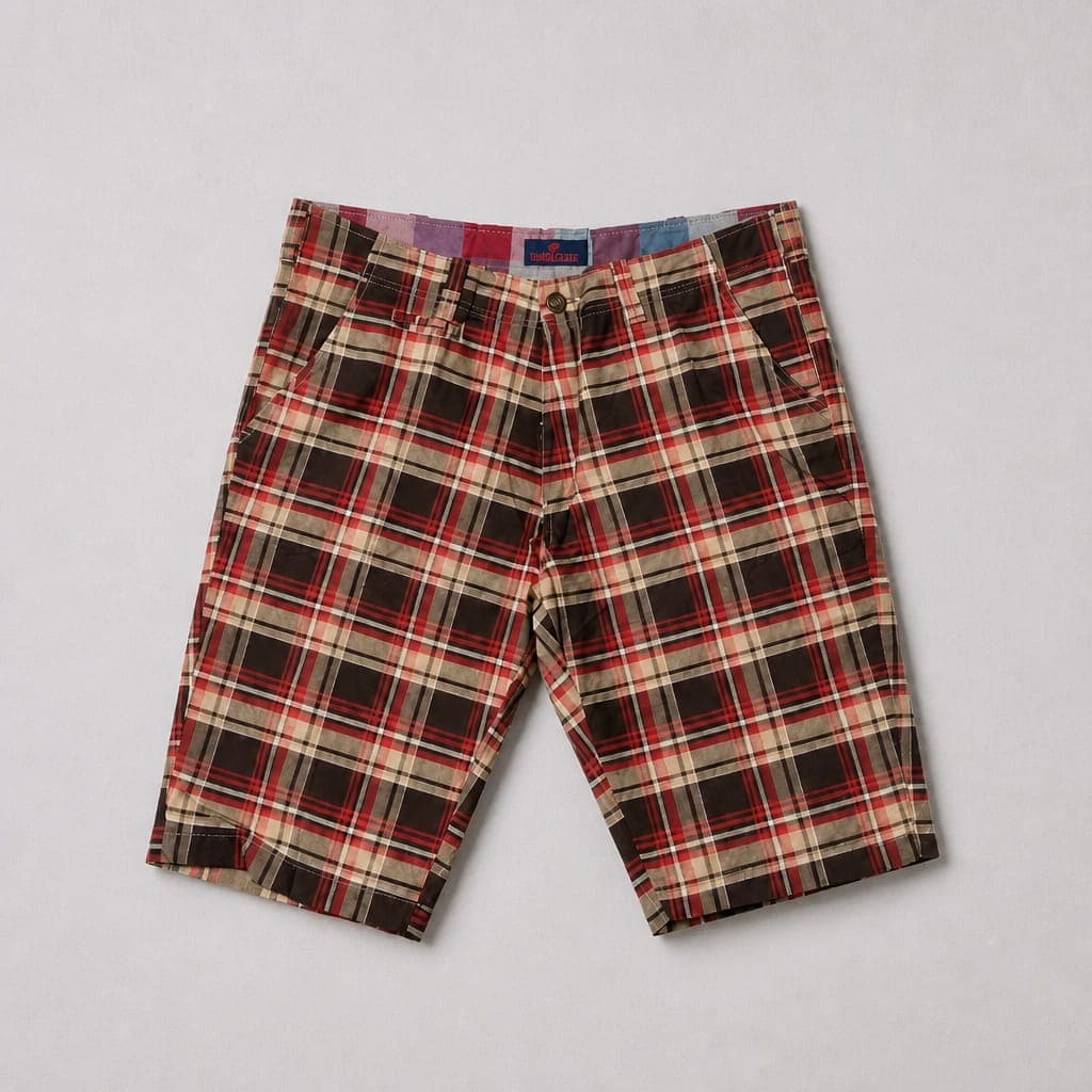 Men’s Premium Plaid Flat Front Shorts – Cotton Casual Summer Shorts