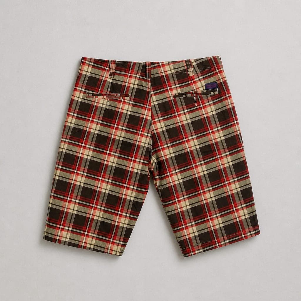 Men’s Premium Plaid Flat Front Shorts – Cotton Casual Summer Shorts