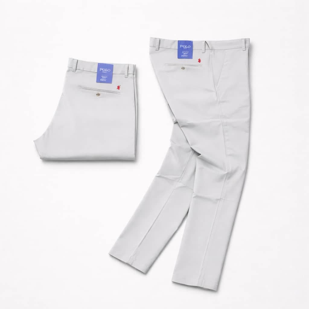Men’s Premium Regular Fit Cotton Chino Pants – Light Grey