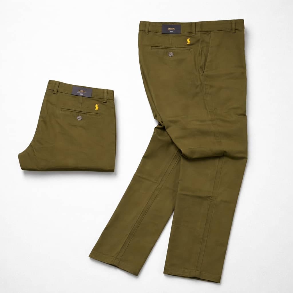 Men’s Premium Regular Fit Cotton Chino Pants – Olive Green
