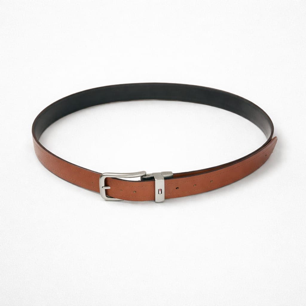 Men's Premium Reversible Buckle / Two Tone Leather Belt – Brown / Black