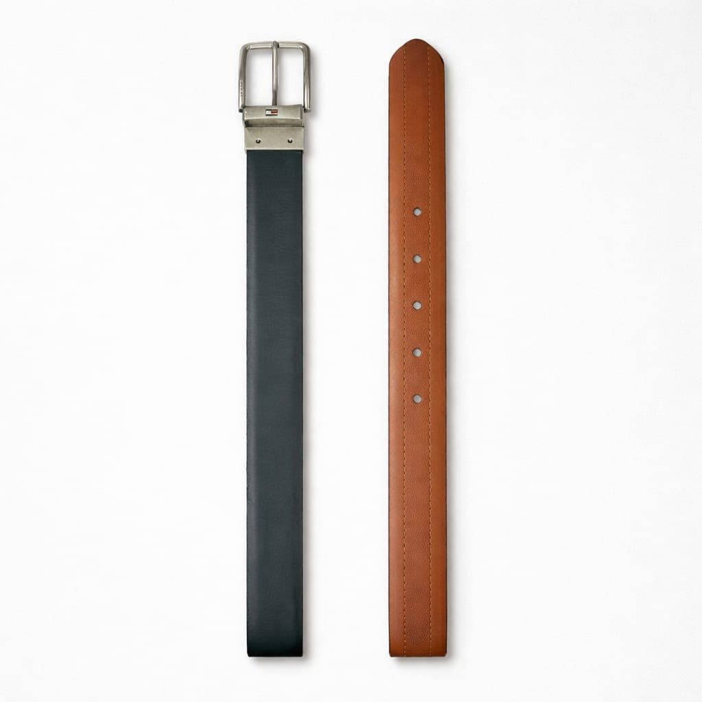 Men's Premium Reversible Buckle / Two Tone Leather Belt – Brown / Black